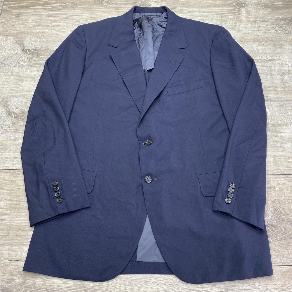 Oxford Clothes Suit Jacket Mens 48 Regular‎ Blue Wool Two Button Classic Fit